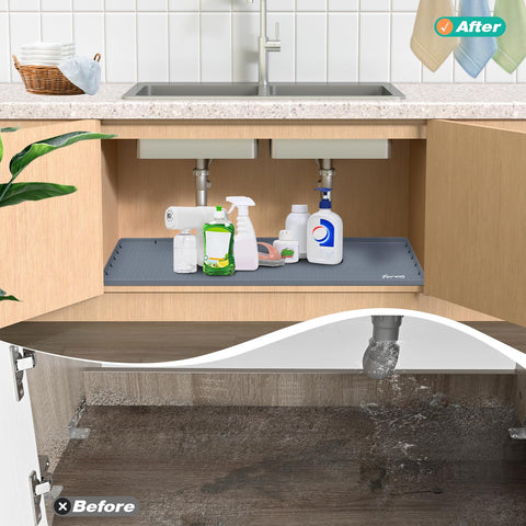 FORWOS 31x22 grey cabinet mat keeps space dry and organized