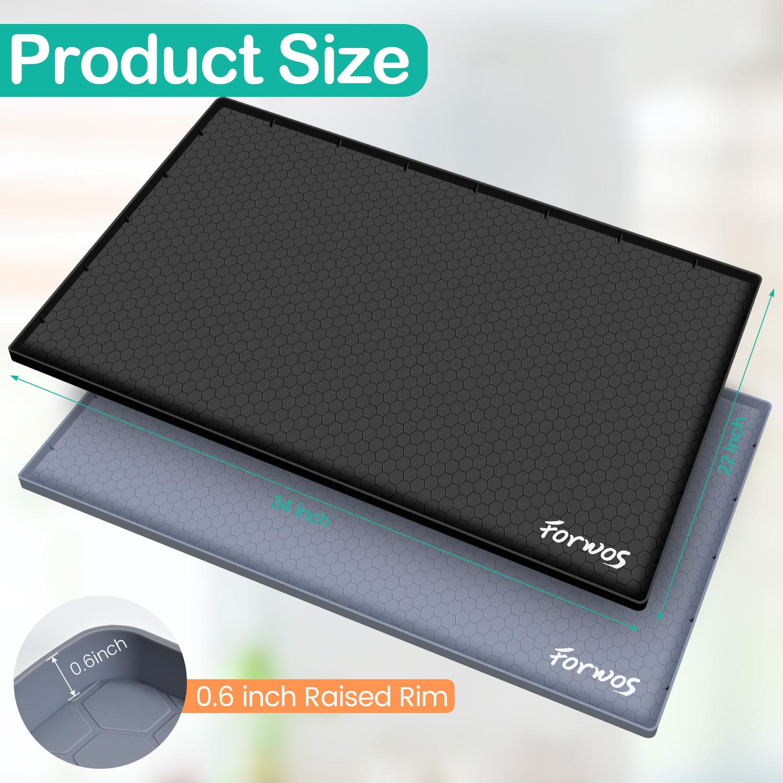 FORWOS silicone cabinet liner honeycomb design guards against moisture.