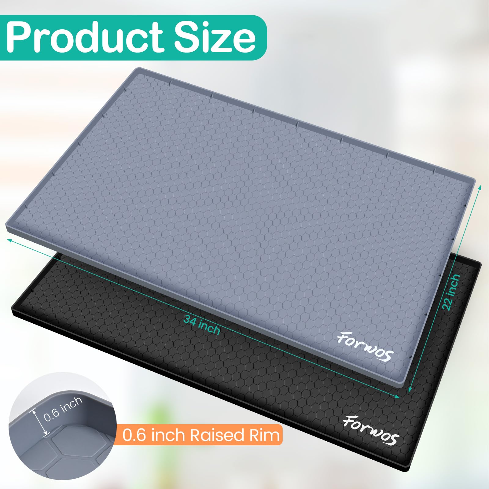 FORWOS silicone cabinet mat showcases waterproof surface for easy cleaning