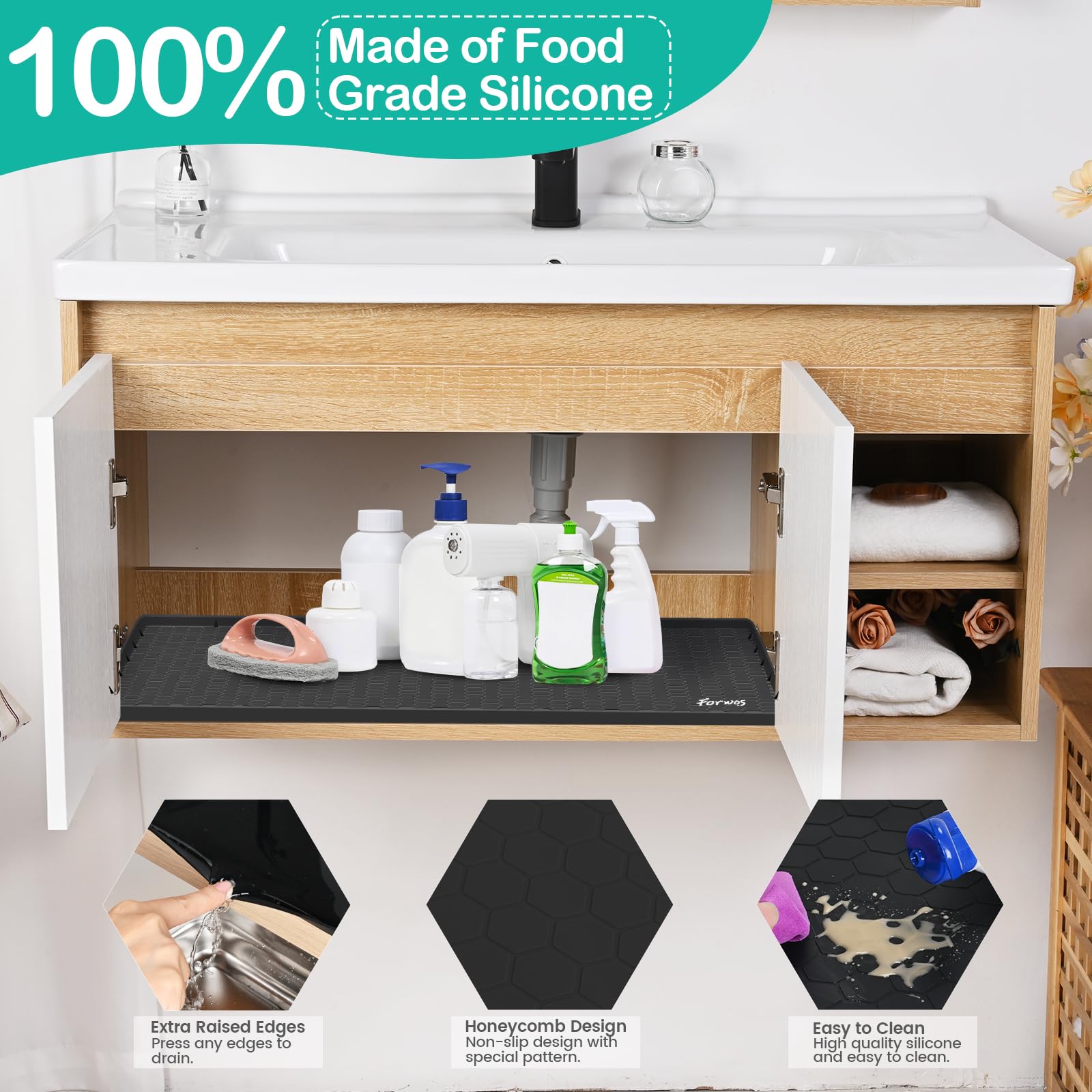FORWOS waterproof mat is easy to wipe clean and maintain.