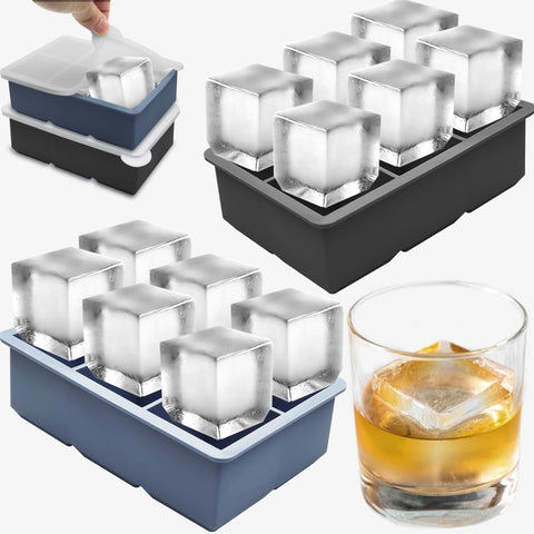 FOSOE large square ice cube tray front view with easy-release silicone.