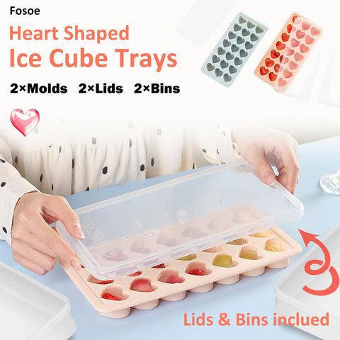 FOSOE stackable silicone heart trays save space in freezer.
