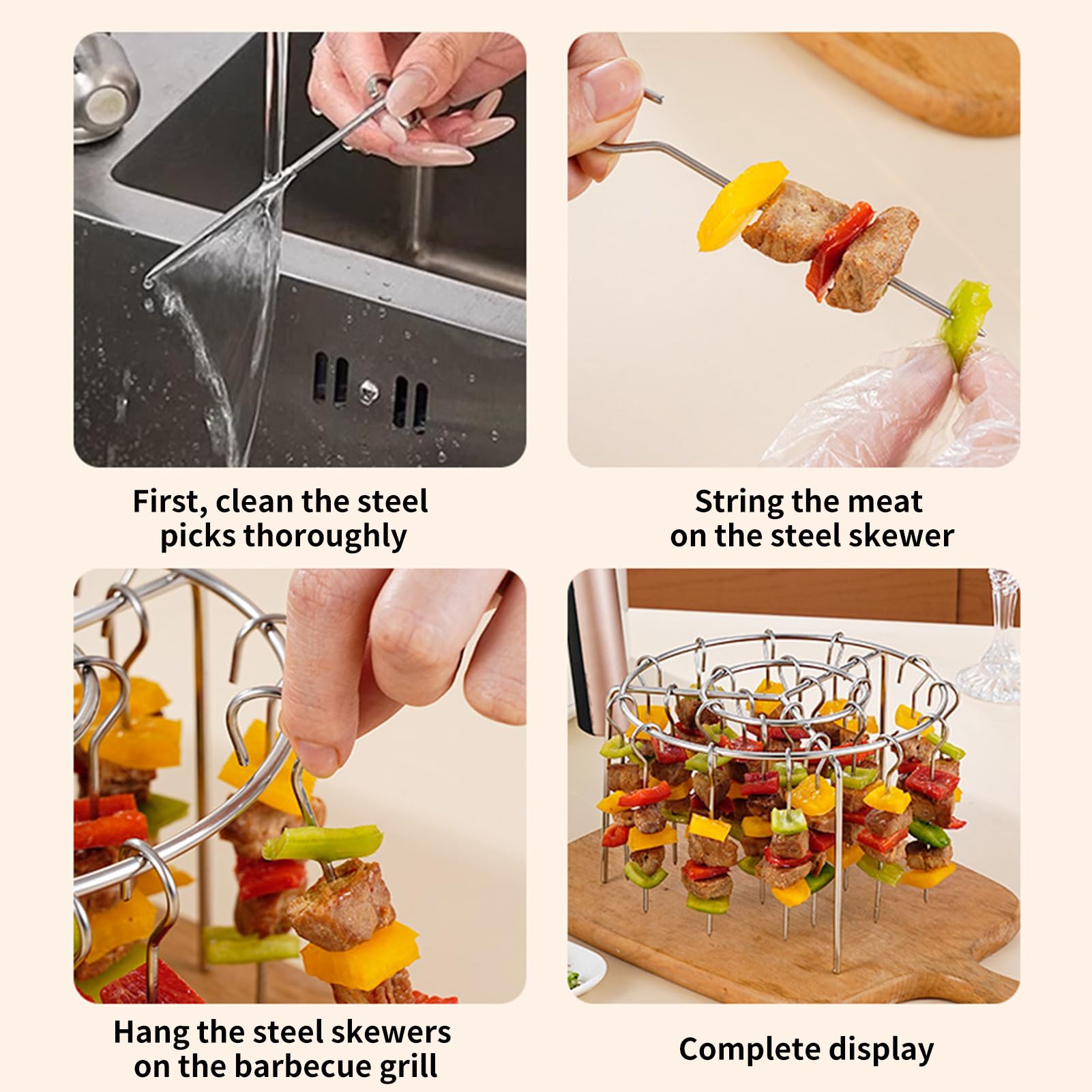 FOTN 2025 skewers rack with round hanging design for vertical grilling
