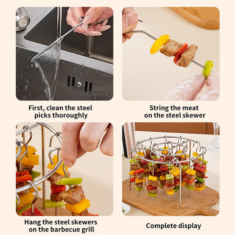 FOTN 2025 skewers rack with round hanging design for vertical grilling