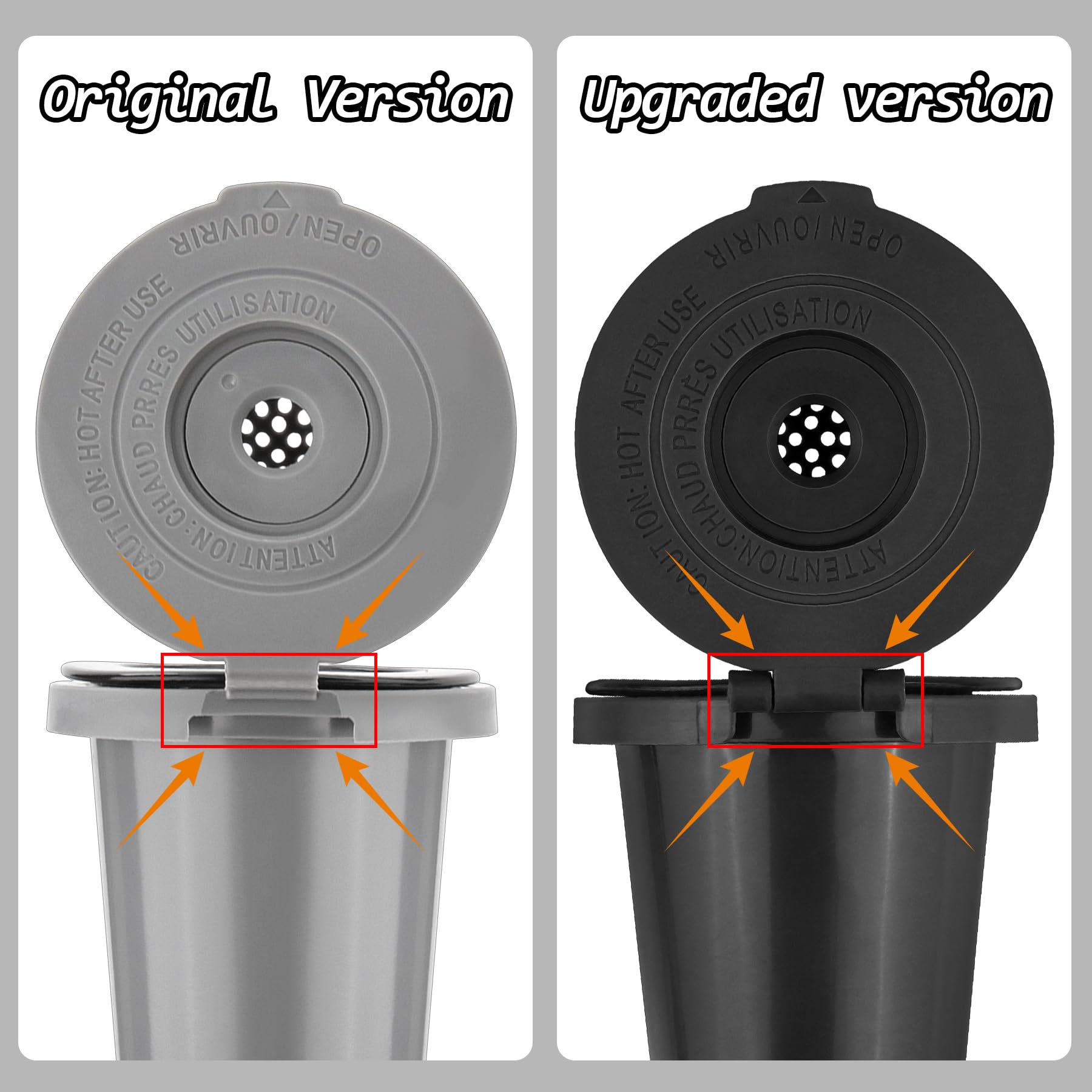 Close up of FOTRIC lid and cup connection showing upgraded durability