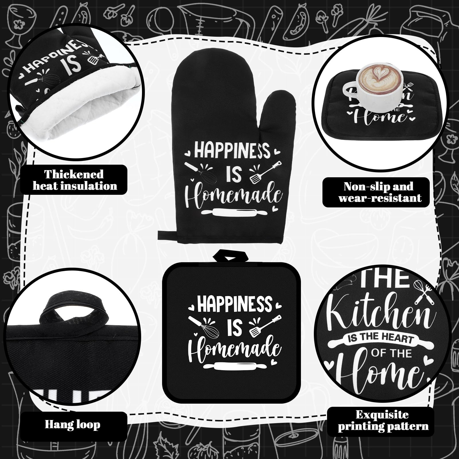 Fourluoo farmhouse oven mitts provide reliable padding and grip for oven tasks.