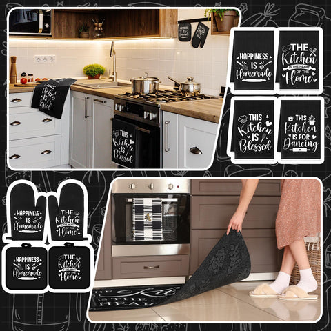 Fourluoo farmhouse set on counter showcases coordinated decor that refreshes the kitchen vibe.