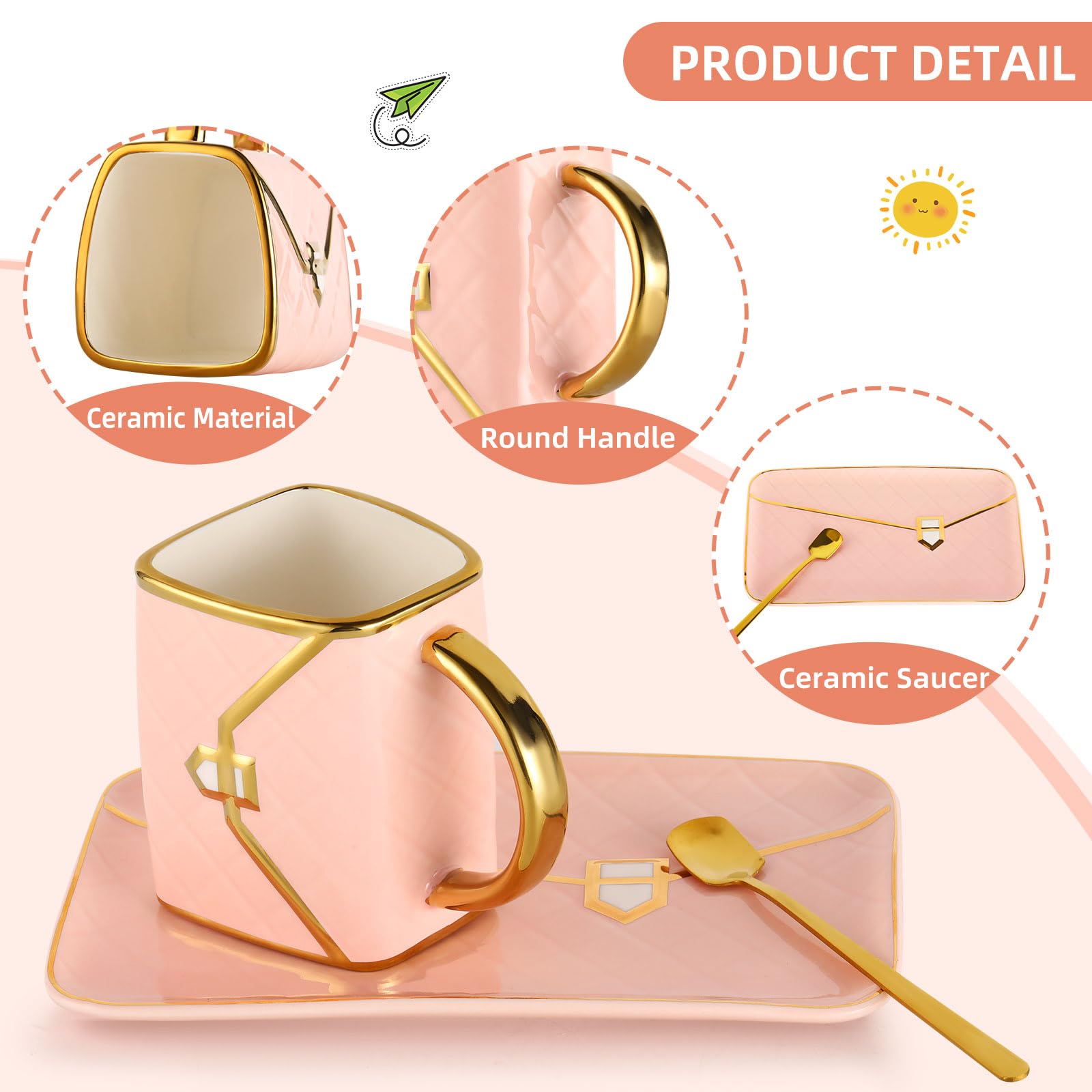 Fovima white handbag mug, clean design ideal for hot or cold drinks.