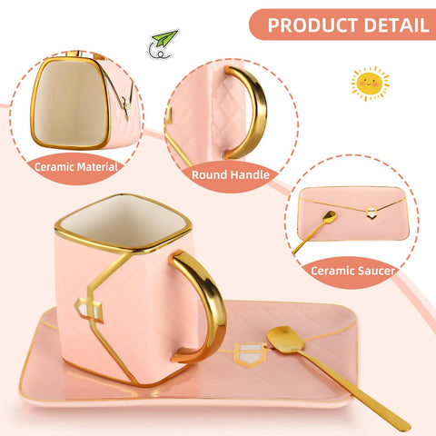 Fovima white handbag mug, clean design ideal for hot or cold drinks.