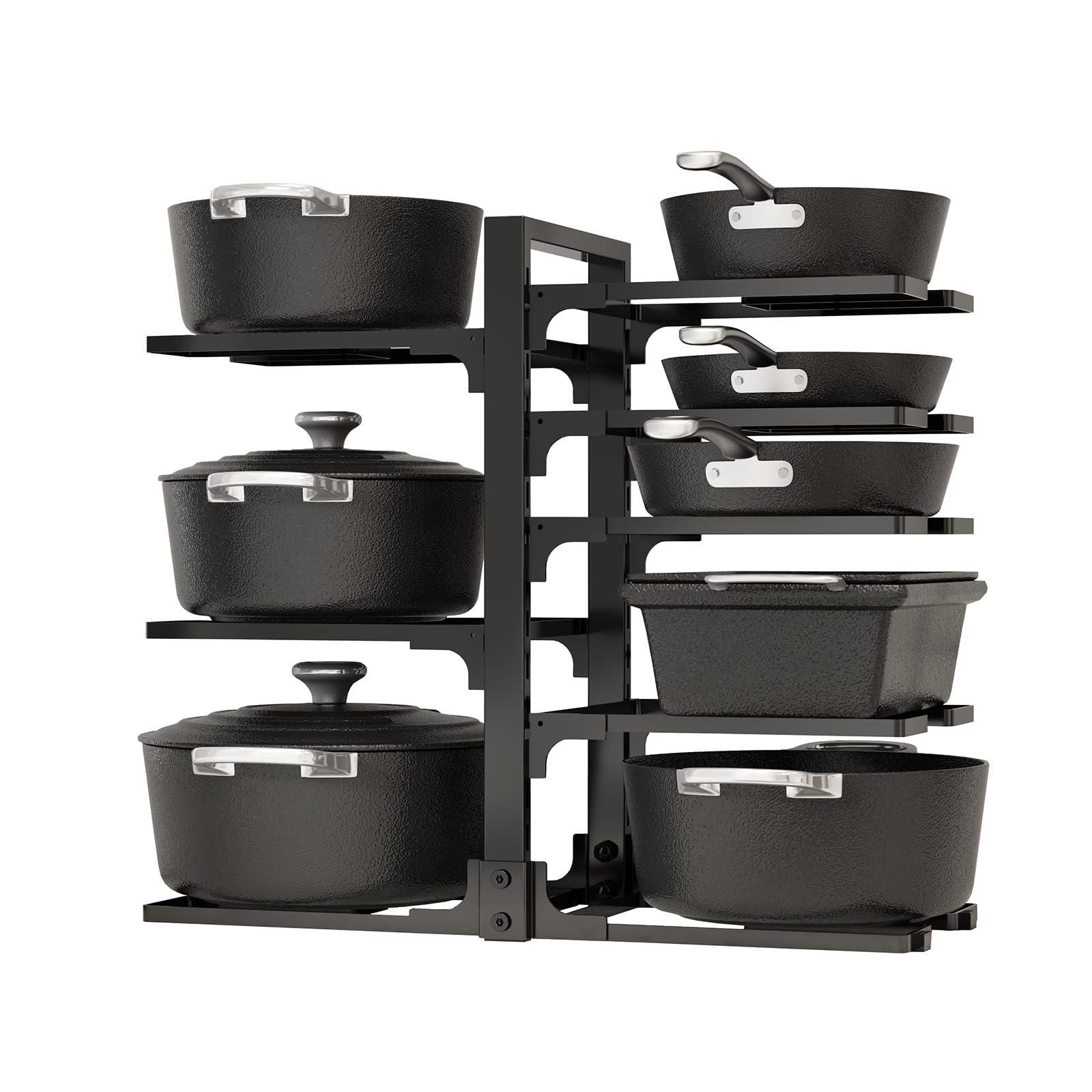Fovkdcvw adjustable 8-tier under-cabinet organizer provides easy cookware access and space saving.