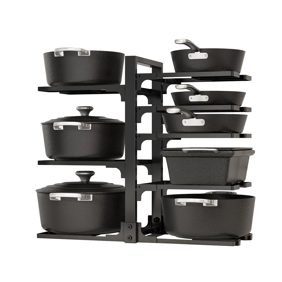 Fovkdcvw adjustable 8-tier under-cabinet organizer provides easy cookware access and space saving.