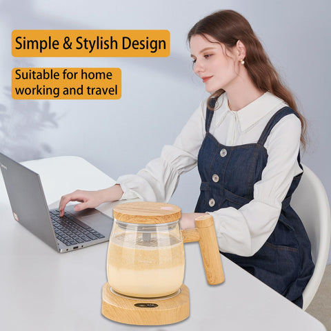 Secure lid with orange buckle on FOXNSK self-stirring mug