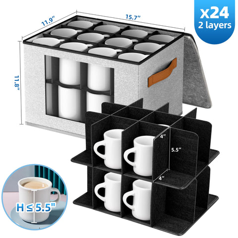 Foyego mug storage with lid open shows easy access to cups.