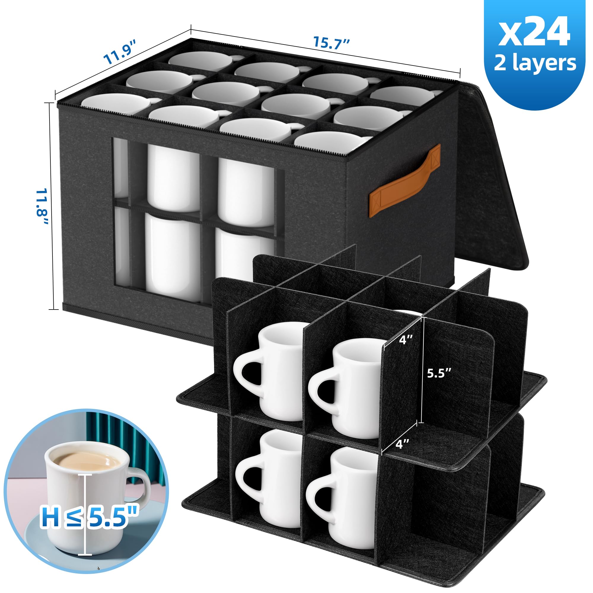 Foyego box open with mugs demonstrating easy access and organization