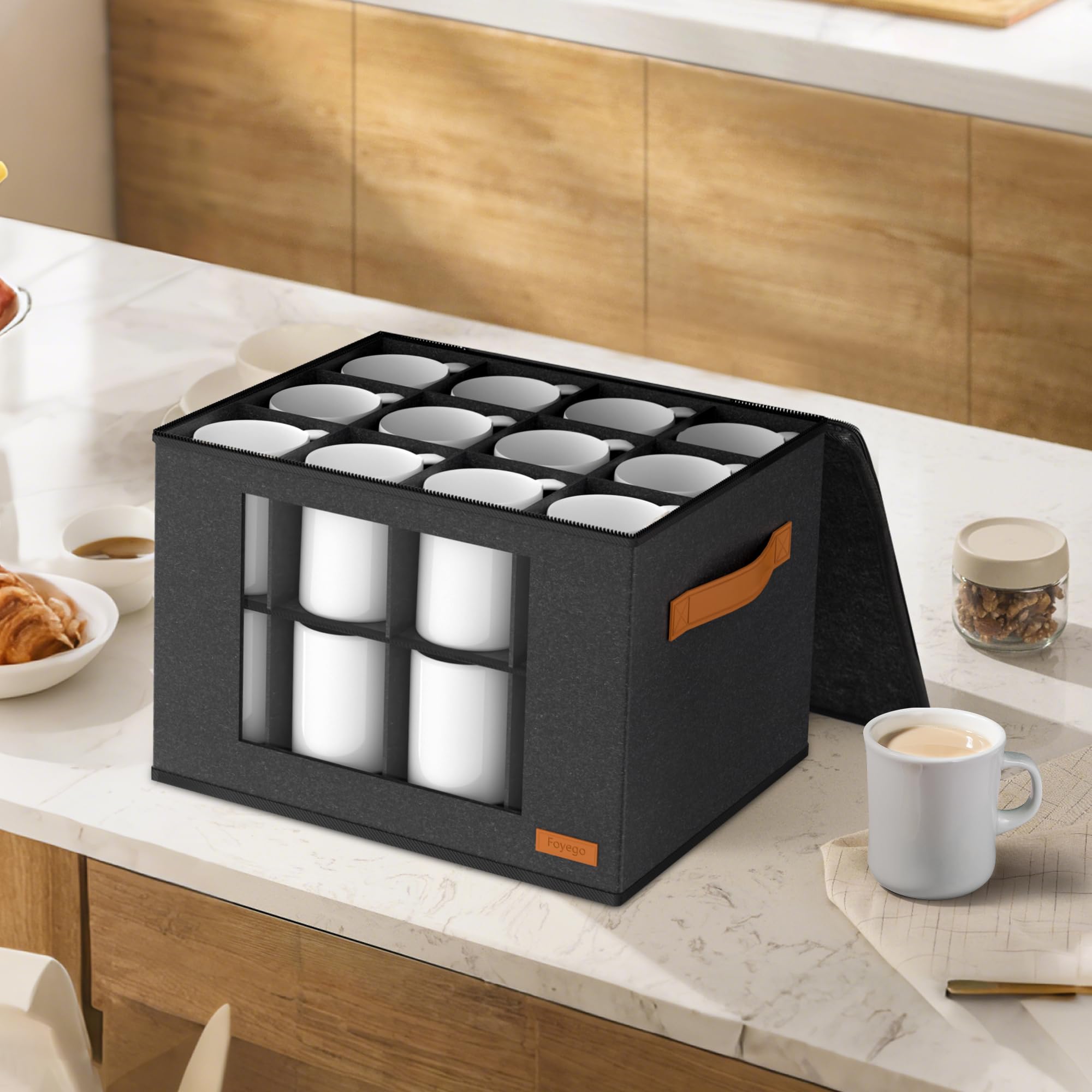 Foyego reinforced handles provide secure grip when moving mugs