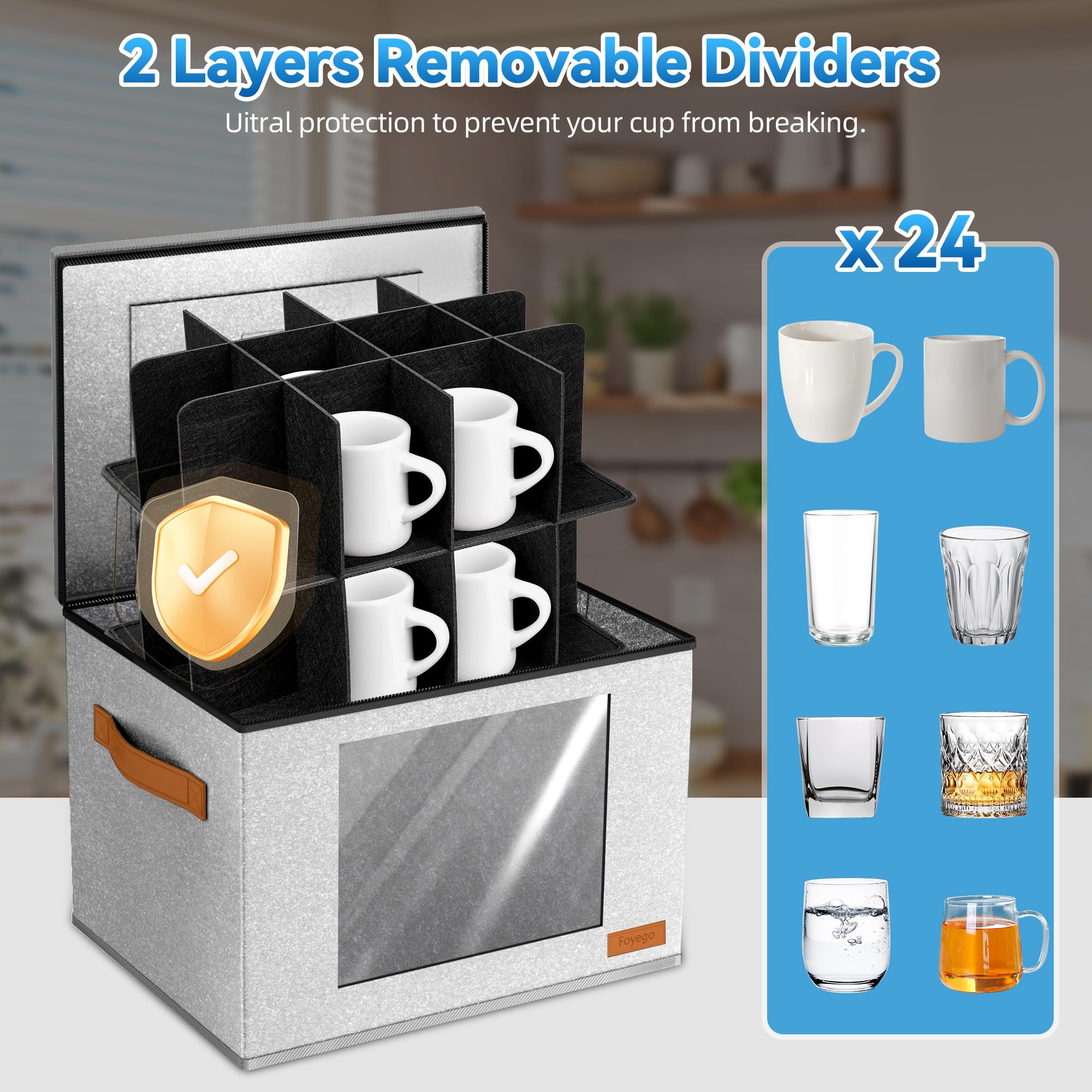 Foyego foldable mug storage design facilitates quick setup and compact storage.