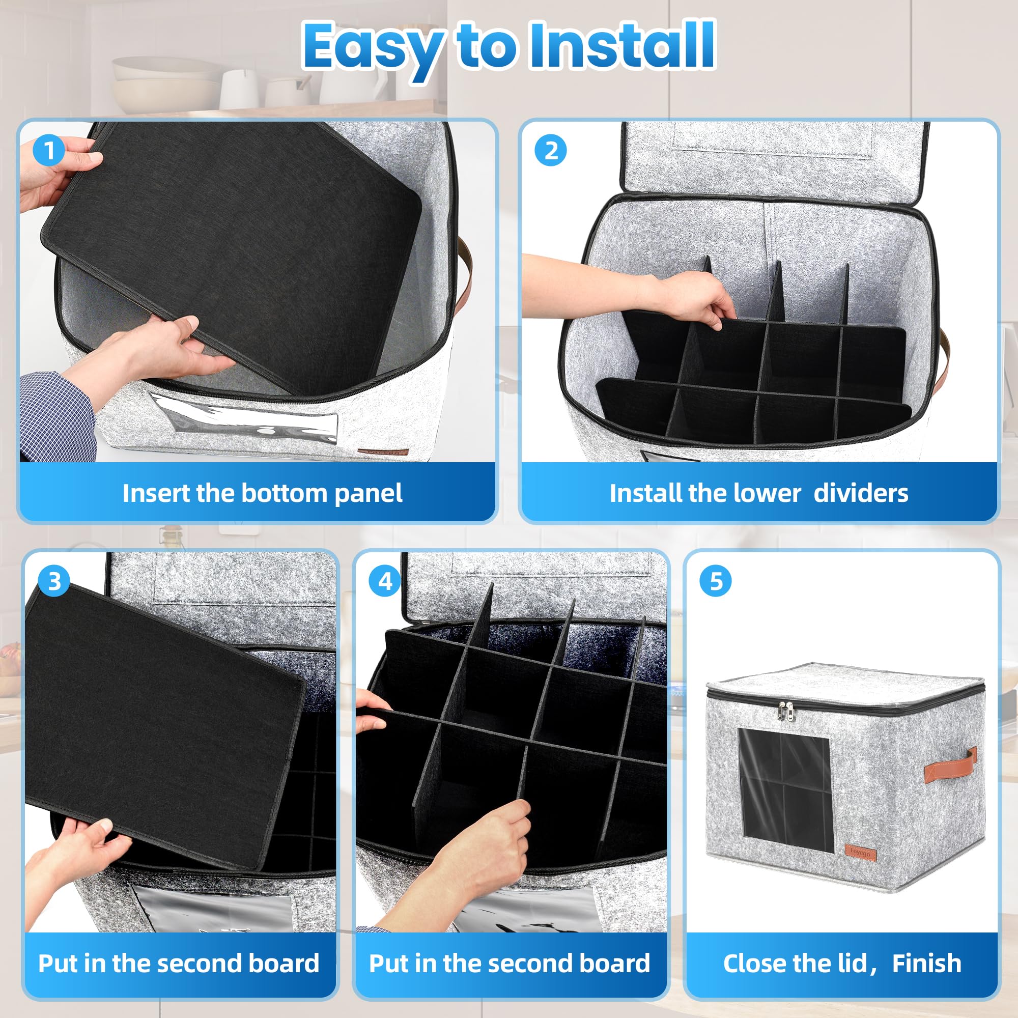 Foyego quilted lining protects mugs from scratches during transport.