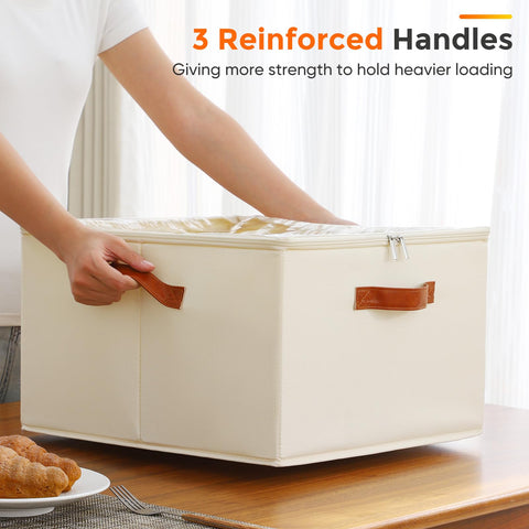 Foyego storage box with clear lid keeps stemware dust-free during moving.