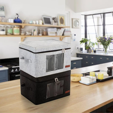 Foyego two-pack stores up to 24 glasses with protective dividers