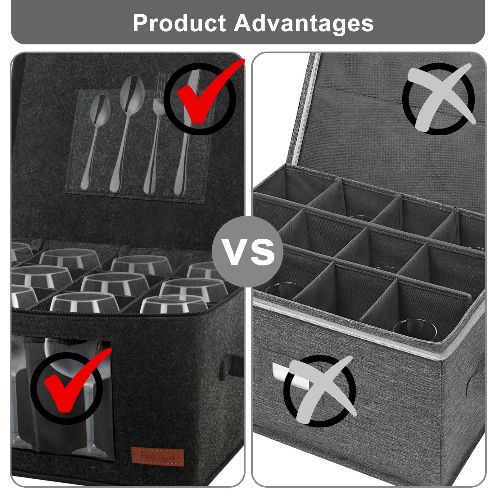 Foyego wine glass storage box stackable design saves space during packing