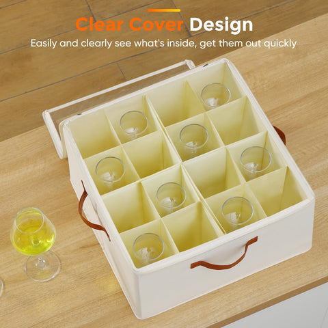 Foyego stackable beige case supports organized packing for seasonal glassware.