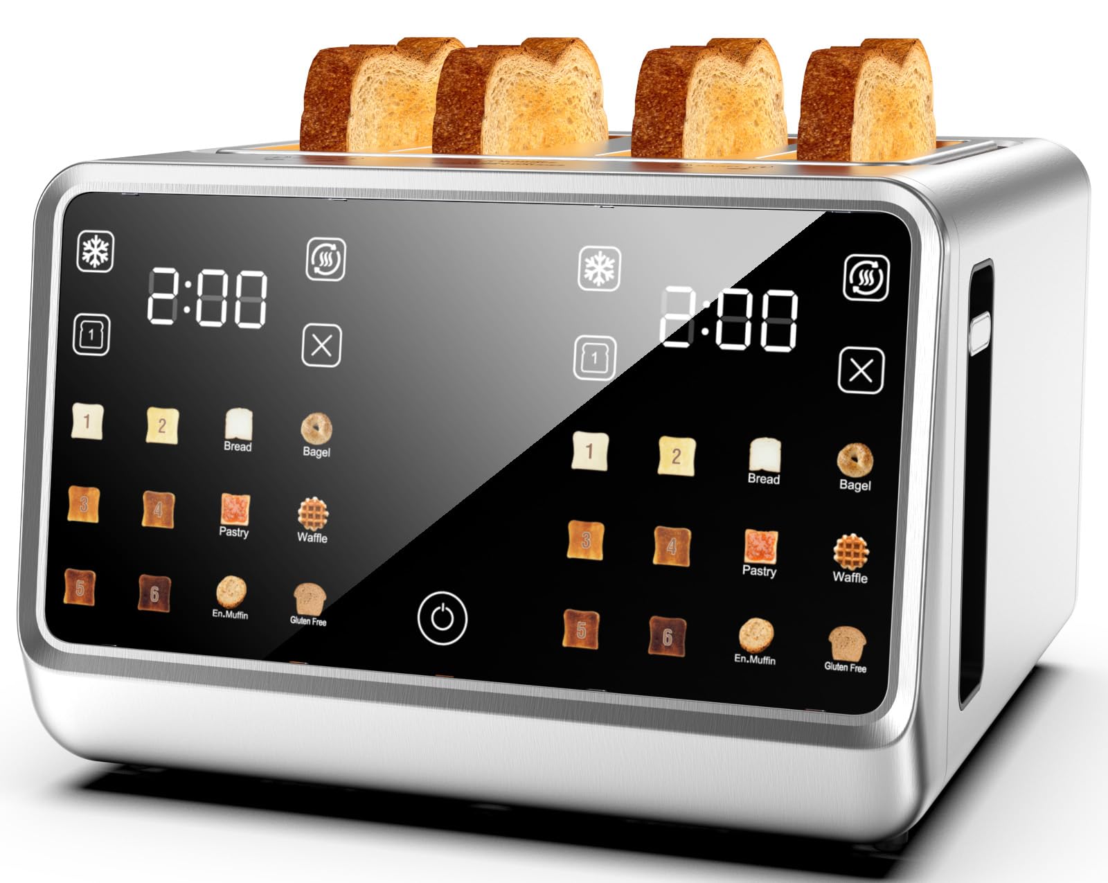 Foyoconven Smart Toaster 4-Slice wide-slot front view for even toasting