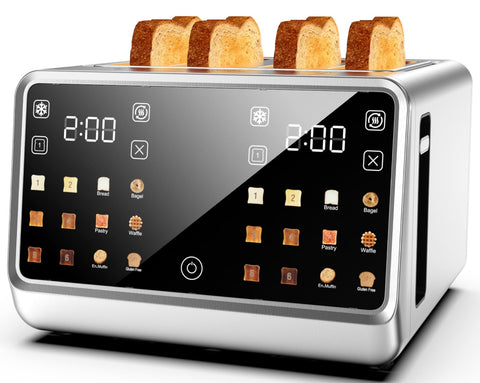 Foyoconven Smart Toaster 4-Slice wide-slot front view for even toasting