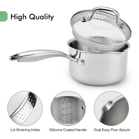 Fracoda saucepan built-in strainer holes for direct draining