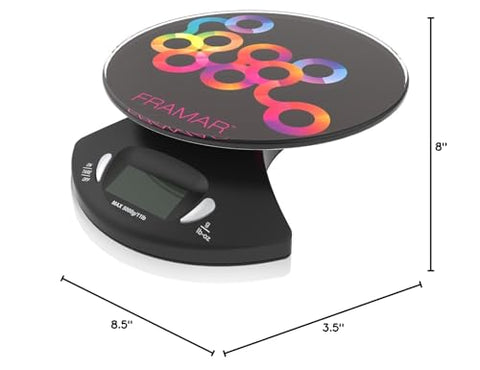 FRAMAR multi-use scale supports salon, kitchen, and hobby tasks.