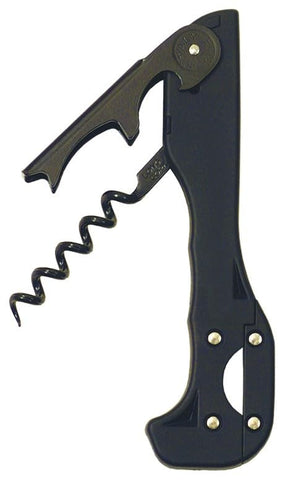 Franmara Boomerang corkscrew with soft-touch handle in black for quick cork removal