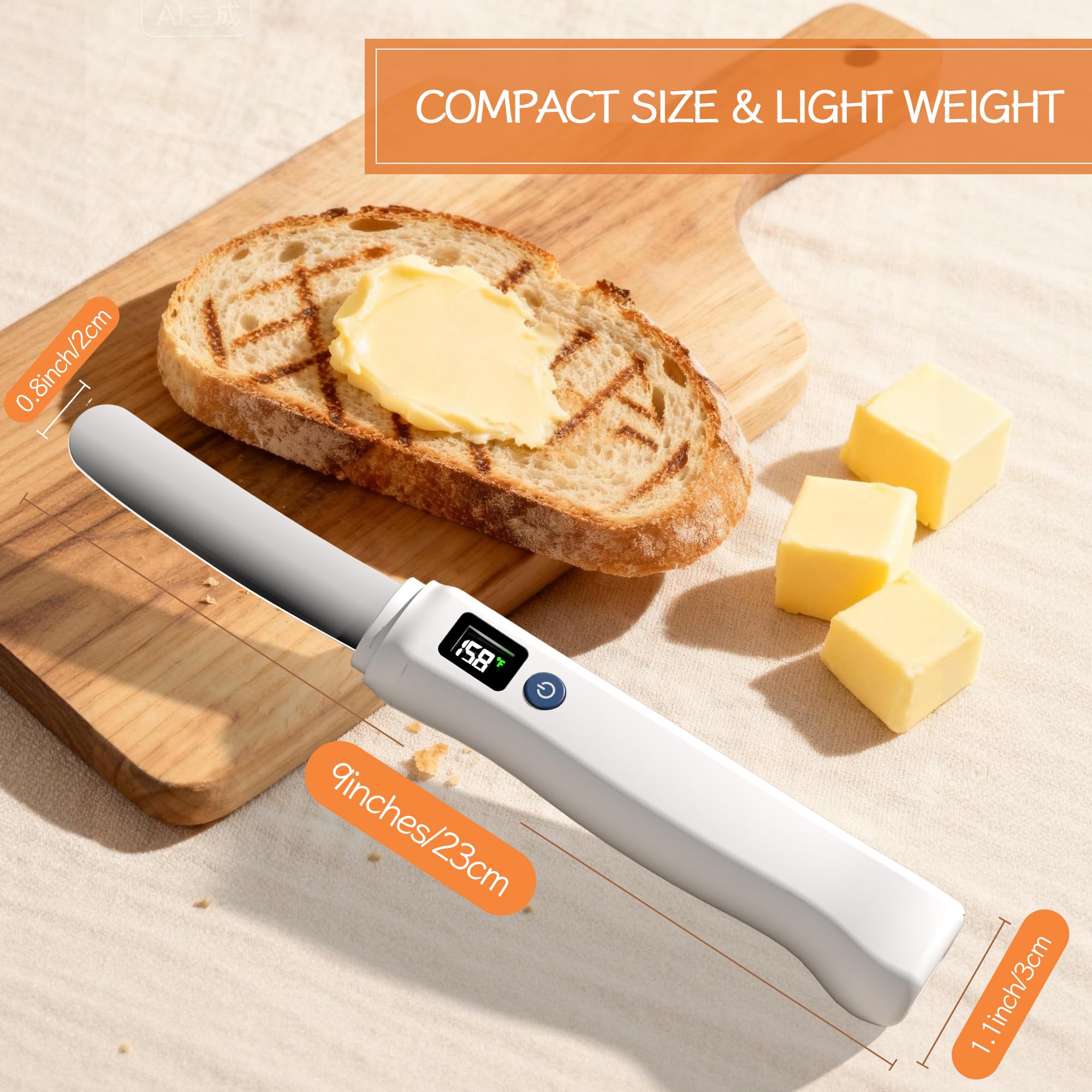 Frayo heated butter knife long-lasting stainless steel resists rust during daily use.