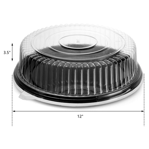 Frcctre 12-inch plastic serving tray with a black base for catering.