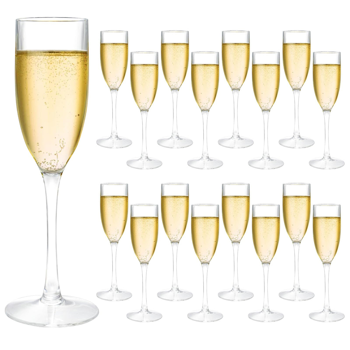 Frcctre 16-pack acrylic champagne flutes with 5 oz capacity for elegant toasts