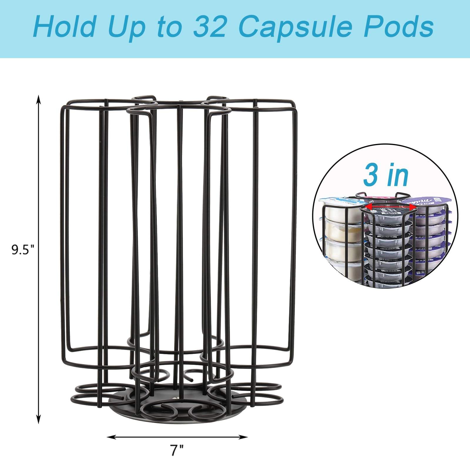 Frcctre 360-degree rotating base allows easy pod access from any angle.