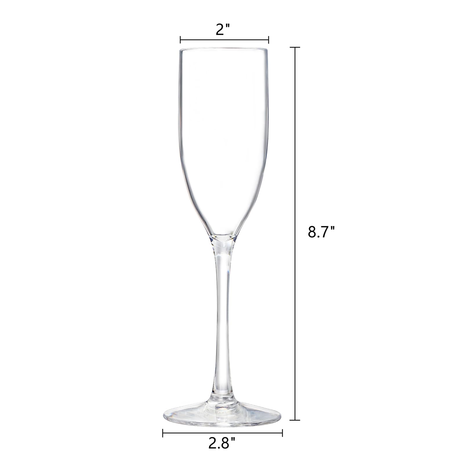 Frcctre clear stemmed plastic champagne glasses