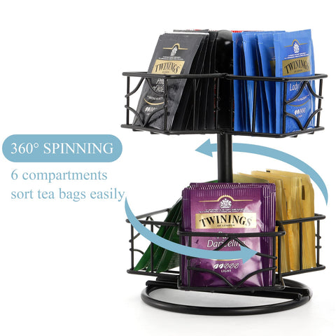 Frcctre metal tea bag caddy doubles as sugar and creamer storage