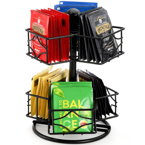 Frcctre tea bag organizer with 360° carousel for easy access to flavors