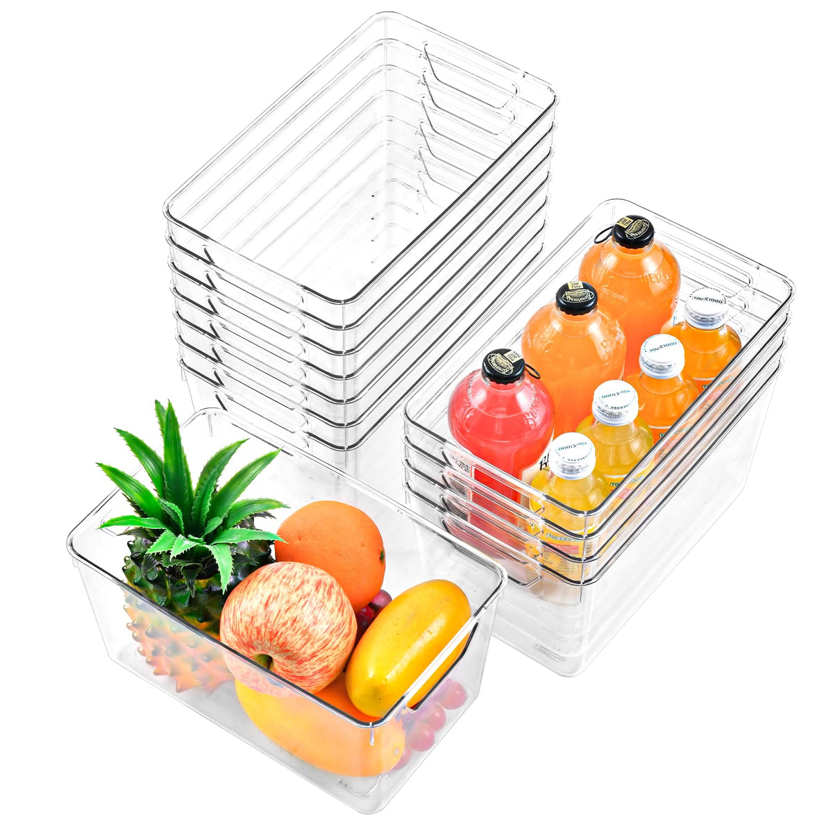 Freebat 12-pack middle organizers keeping pantry snacks neatly visible and accessible.