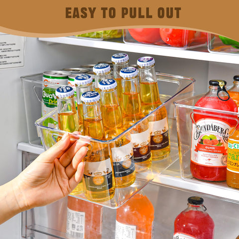 Freebat cabinet storage bins with handles provide easy lifting and shelf space.