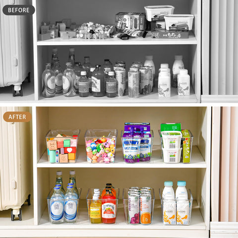 Freebat fridge storage bin transparent design keeps items in reach.