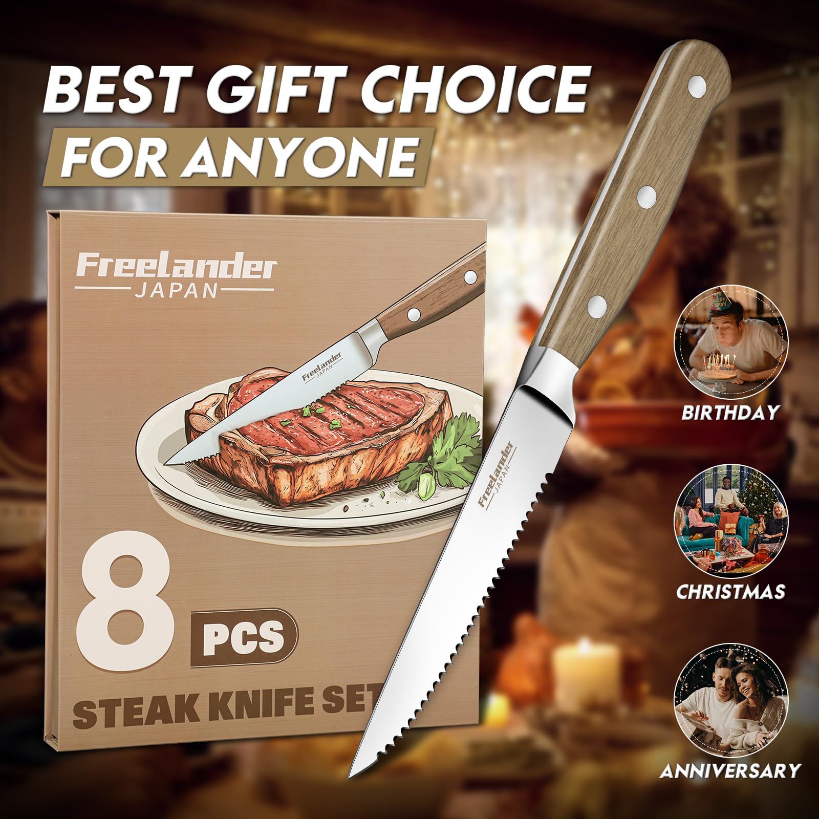 Freelander elegant gift steak knives image suitable for gifting on holidays