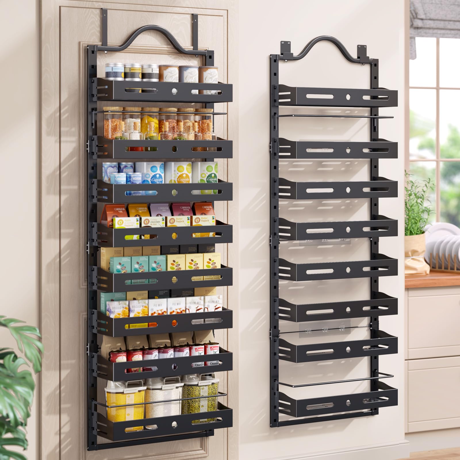 Freexployer 8-tier over-the-door pantry organizer front view shows space-saving storage