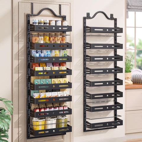 Freexployer 8-tier over-the-door pantry organizer front view shows space-saving storage