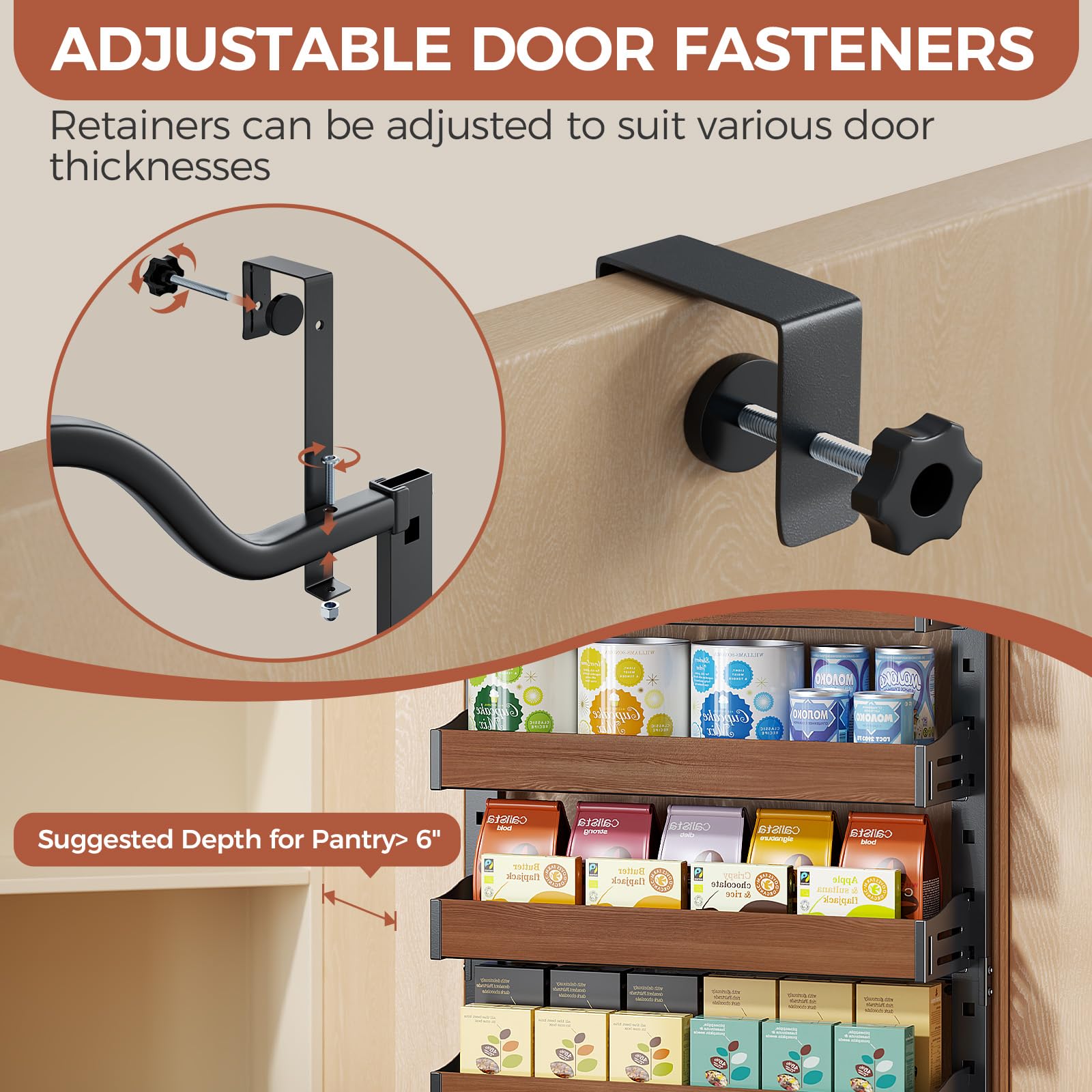 Freexployer adjustable baskets allow height customization for cans and jars.