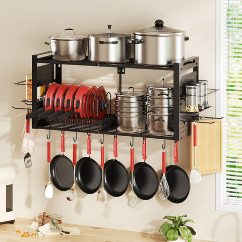 Freexployer internal pan organizer securely holds frying pans and lids