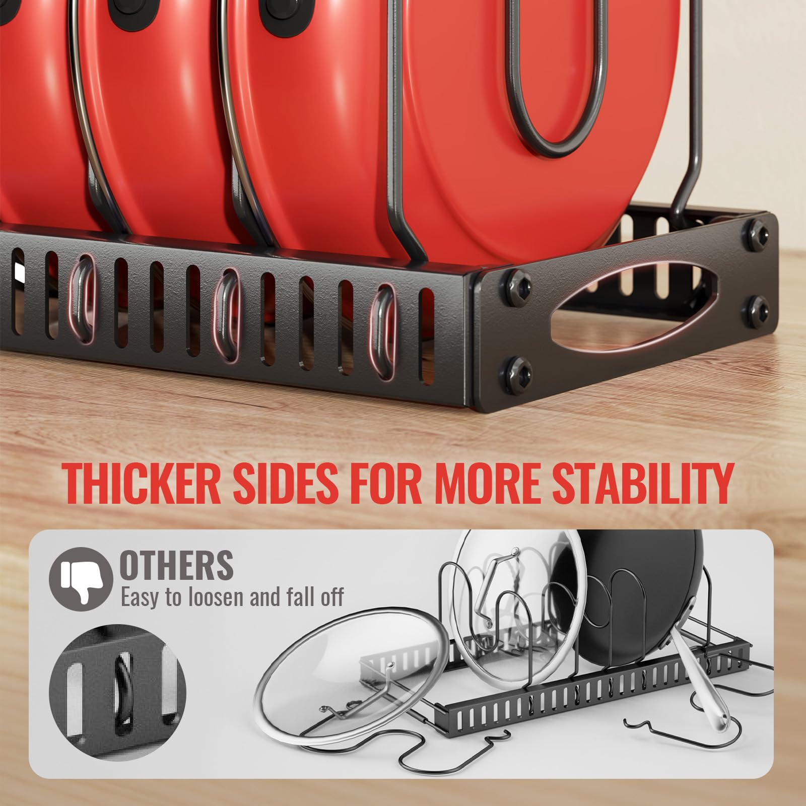 Freexployer lid organizer holder keeps lids neatly stacked and accessible