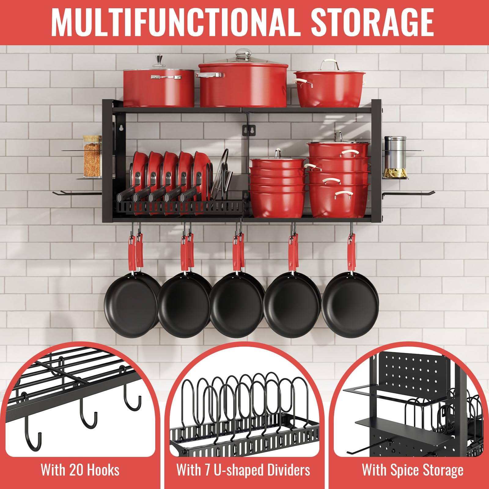 Freexployer two-tier kitchen rack maximizes wall space efficiently