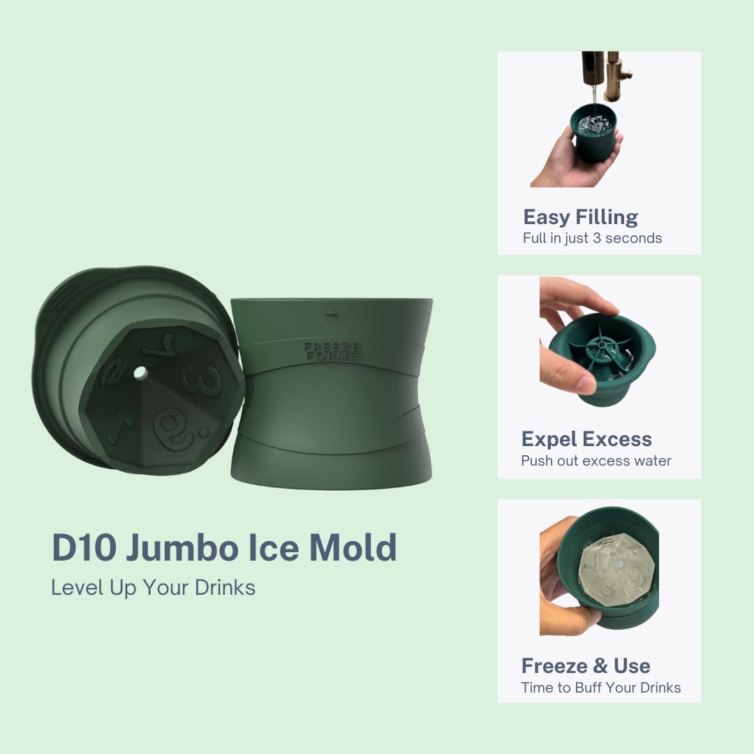FREEZE FORMS large silicone D10 ice mold releasing cubes easily for quick drinks