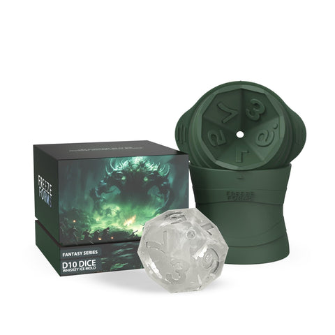 FREEZE FORMS ultimate D10 dice ice mold close-up with clear numerals for authentic gaming vibes