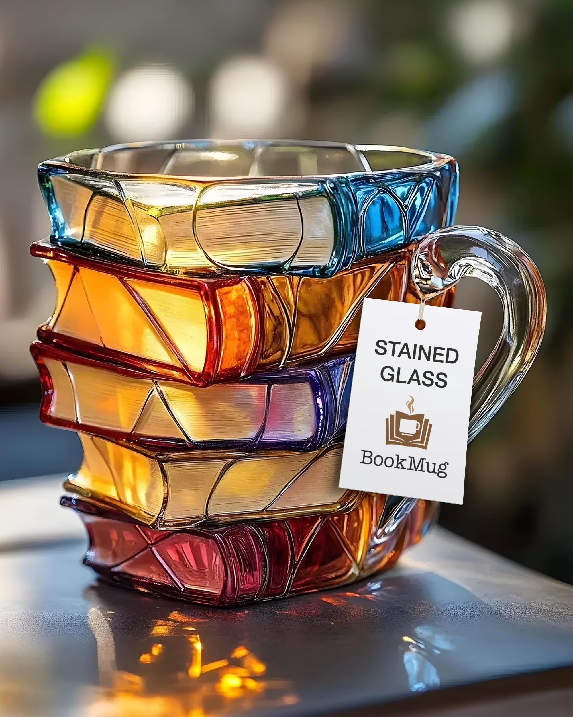 FREEZE2TRIM Chapter Book Mug 3D stack design — luminous, stained-glass look.